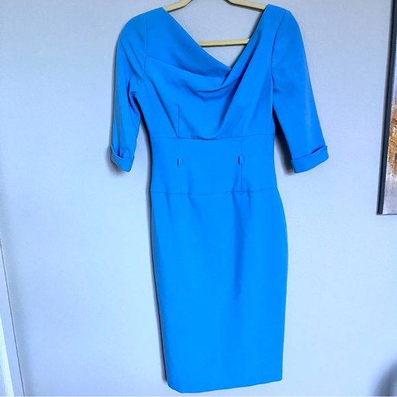 Black Halo Belted Jackie O 3/4 Sleeve Dress Light Blue Limited Edition Belted Black Halo Belted Jackie O 3/4 Sleeve Dress Light Blue Limited Edition Belted
